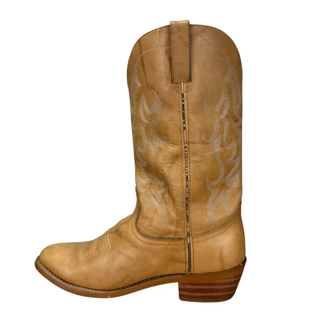 Durango Vintage Cowboy Boots Mens 9.5 D Tan Leather Western Coastal Cowboy Boho
